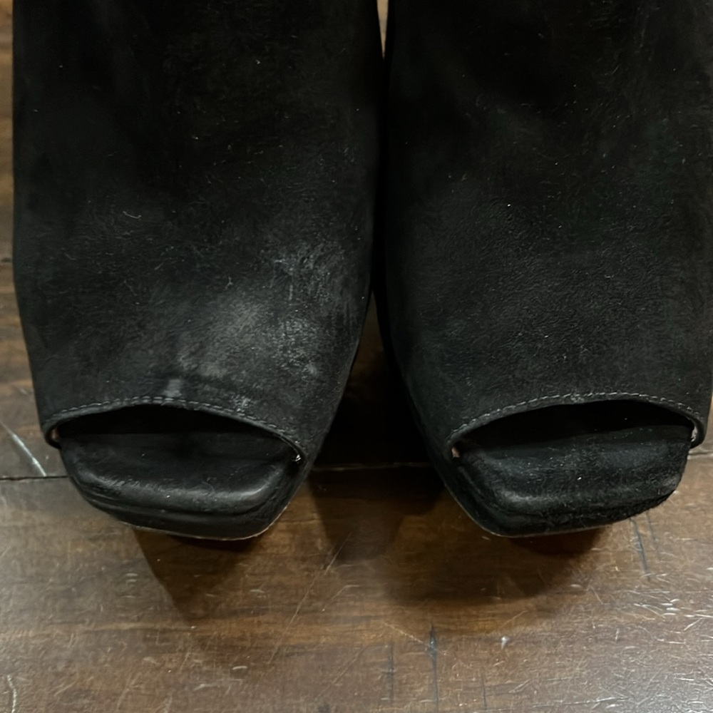 Miu Miu Velvet Peep Toe Statement Pumps - image 7